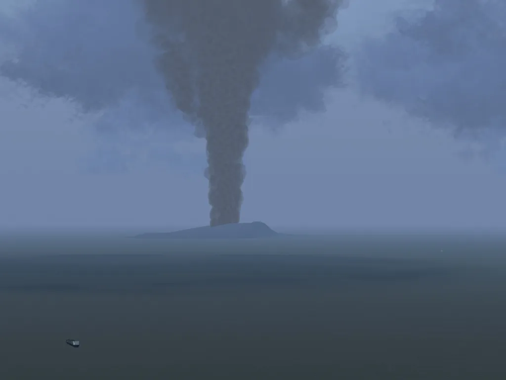 Volcanic activity at the main crater in Surtsey