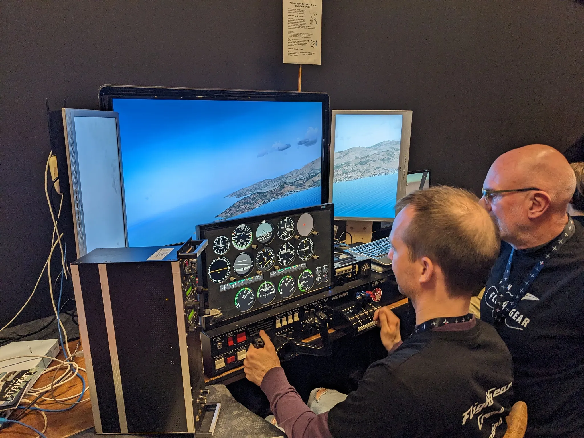 The Piper PA34-200T Seneca II setup flying over Corsica