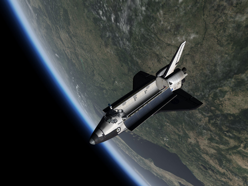 space shuttle in flight